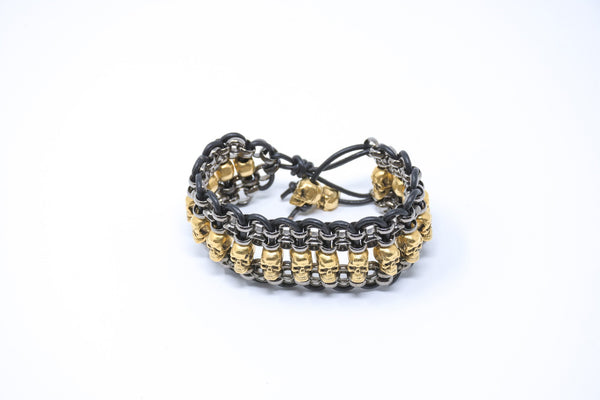 Quintessential LA Bracelet of Metal, Leather & Crystals