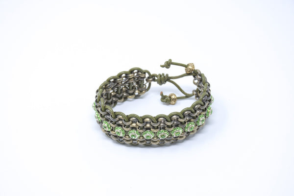 Quintessential LA Bracelet of Metal, Leather & Crystals